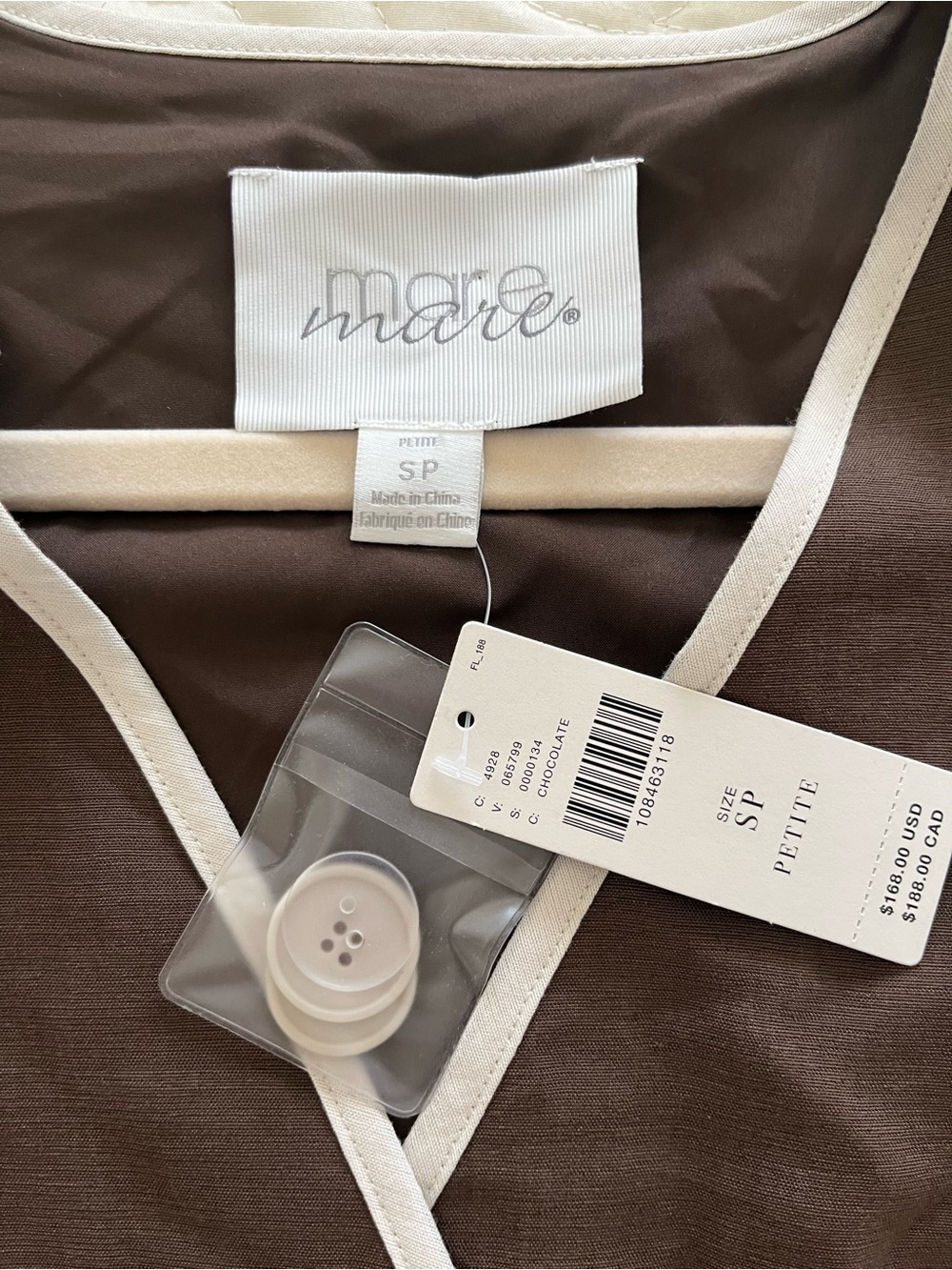 Mare Mare Anthropologie Brown One-Shoulder Wrap Dress with Cream Trim Small P - Picture 13 of 14